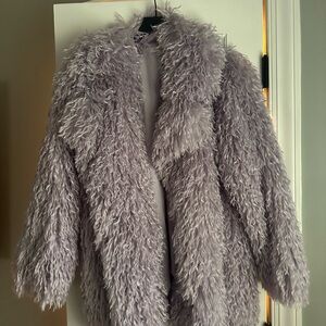 Women's Faux Fur Plush Coat in Lilac